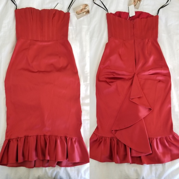 Betsey Johnson red cocktail dress with bustle - Picture 2 of 8